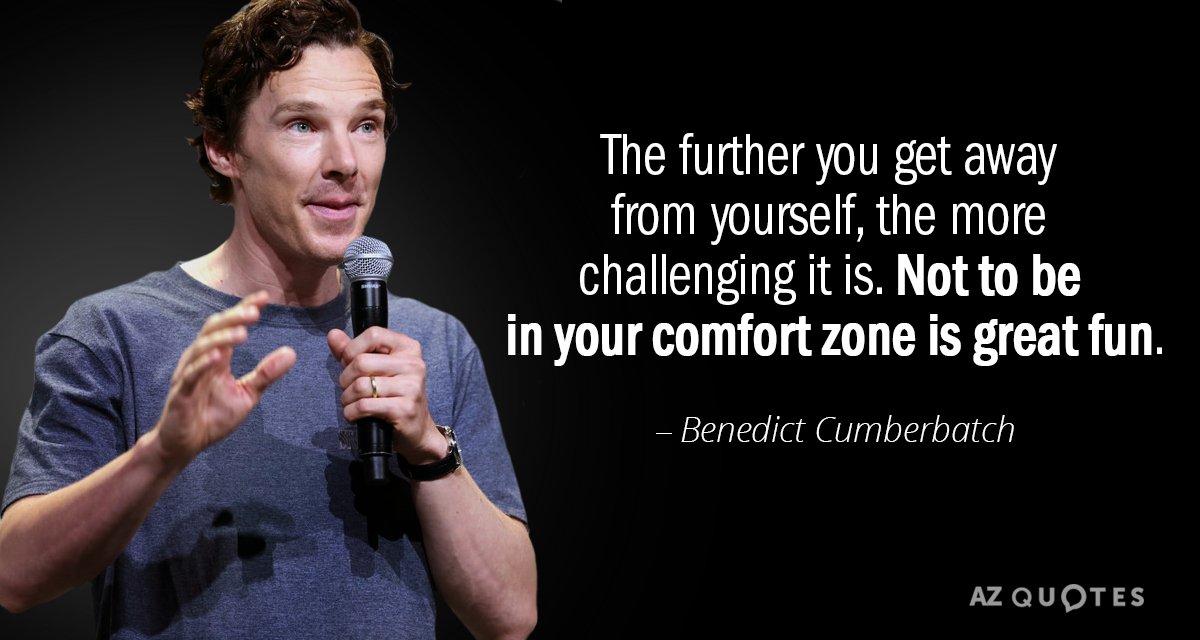 Benedict Cumberbatch quote: The further you get away from yourself, the more challenging it is. Not...