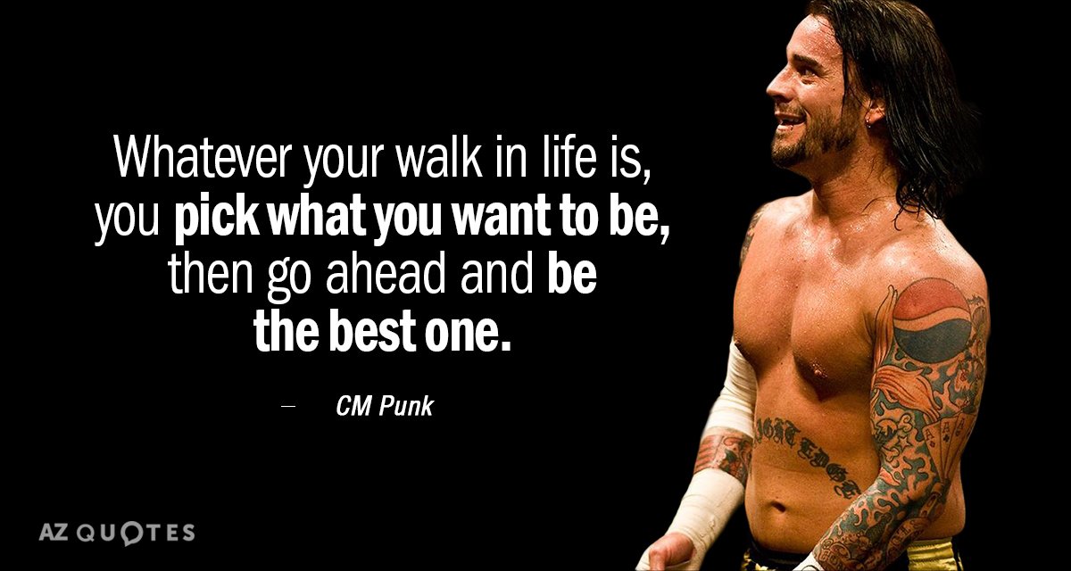 CM Punk quote: Whatever your walk in life is, you pick what you want to be...