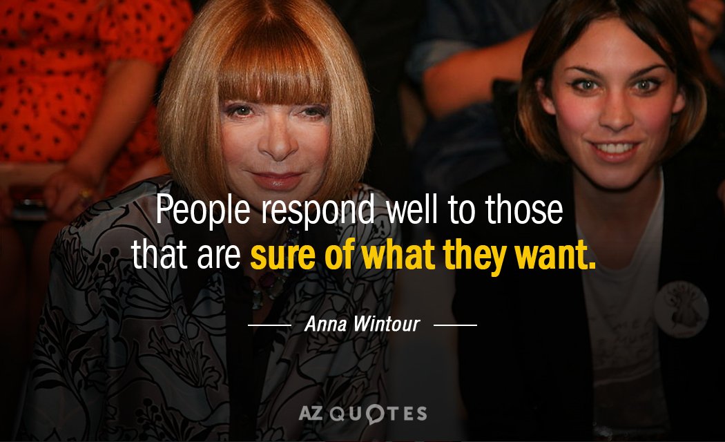 Anna Wintour quote: People respond well to those that are sure of what they want.