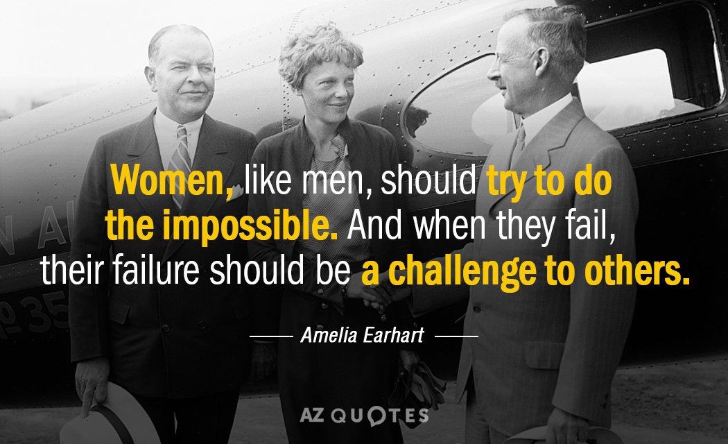 Amelia Earhart quote: Women, like men, should try to do the impossible. And when they fail...