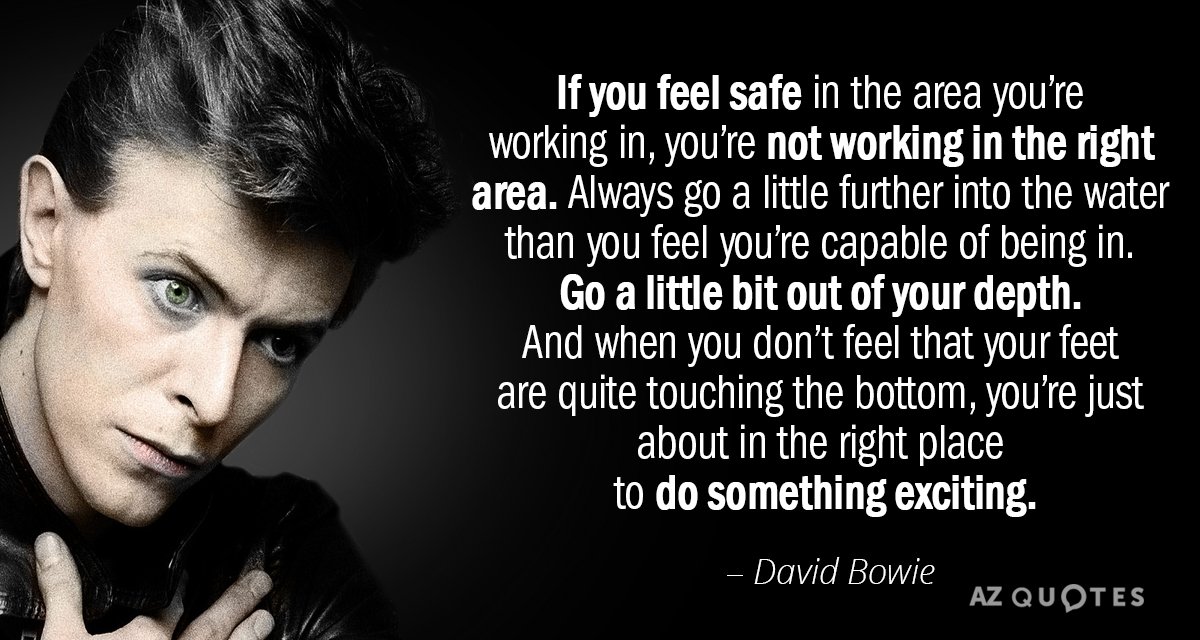 David Bowie quote: If you feel safe in the area you’re working in, you’re not working...