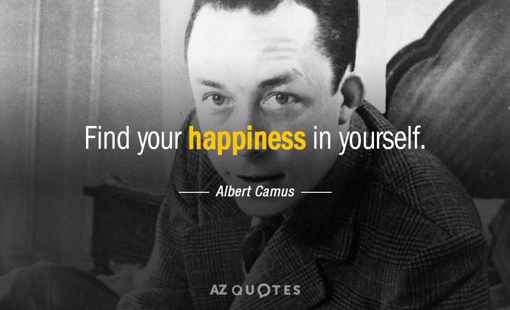 Albert Camus quote: Find your happiness in yourself.